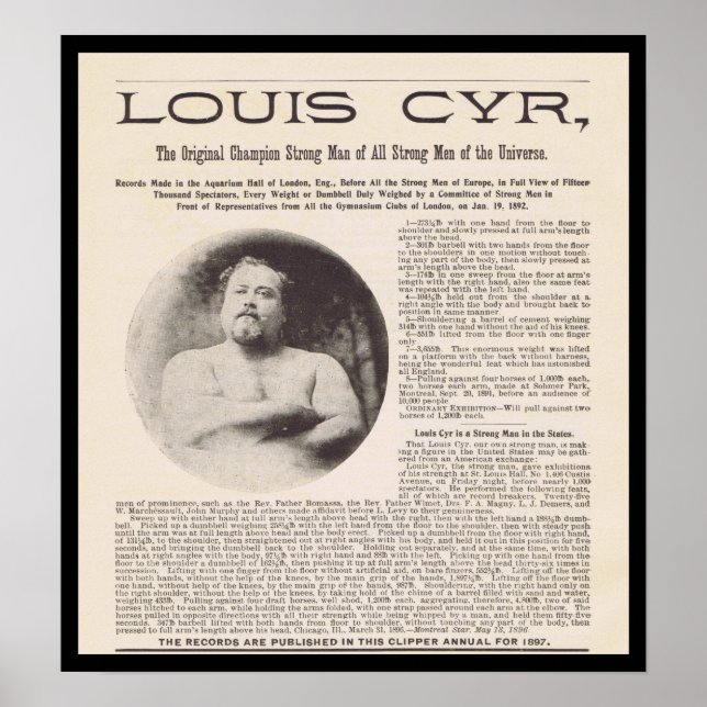 Louis CYR Strongest Man in the Universe circa 1897 Poster (Vorne)