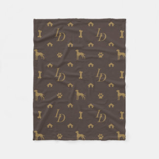 Louis Doberman Silhouette Monogram Luxury Dog Fleecedecke