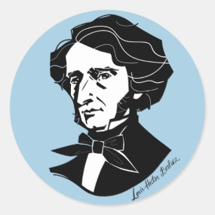 Louis-Hector Berlioz (auf farbigem Hintergrund) Runder Aufkleber