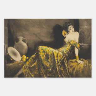 Louis Icart Dekoupaging der 1940er Jahre Geschenkpapier Set