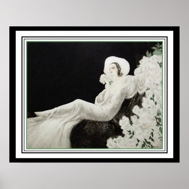Louis Icart "White Blume" Art Deco Print 16x20 Poster (Vorne)