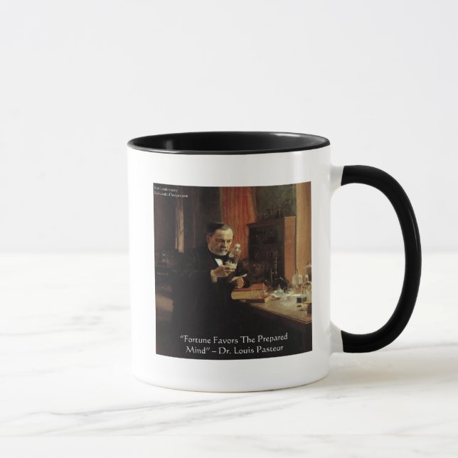 Louis Pasteur "Fortune" Zitat Geschenke und T-Shir Tasse (Rechts)