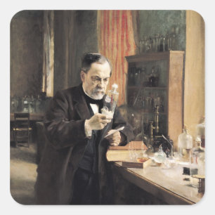 Louis Pasteur in seinem Labor, 1885 Quadratischer Aufkleber