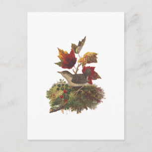 Louis Prang Bird with Autumn Foliage (1873) Kunst Feiertagspostkarte