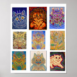 Louis Wain, 9 psychedelische Katzen Poster