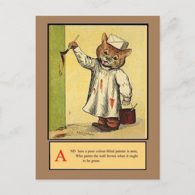 Louis Wain, Alphabet A Cat, Art Postcard Postkarte (Vorderseite)