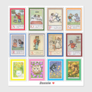 Louis Wain Alphabet Cats (N-U) Aufkleber