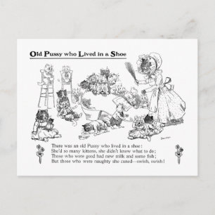 Louis Wain Alte Katze im Schuh Kinderreim Postkarte