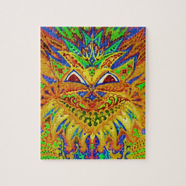 Louis Wain - blaue Paisley-Katze Puzzle (Vertikal)