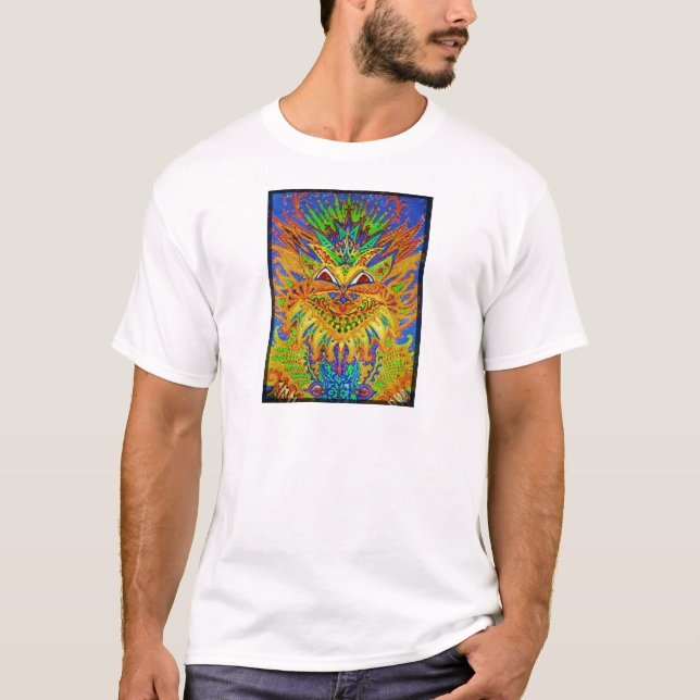 Louis Wain - blaue Paisley-Katze T-Shirt (Vorderseite)