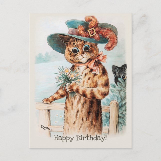 Louis Wain Blume für die Herzogin Birthday CC1009 Postkarte (Vorderseite)