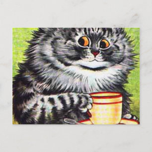 Louis Wain Cat Drink Coffee Postkarte