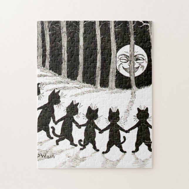 Louis Wain Cat Full Moon Puzzle (Vertikal)
