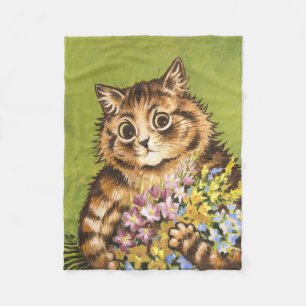 Louis Wain Cat mit Blume Fleecedecke
