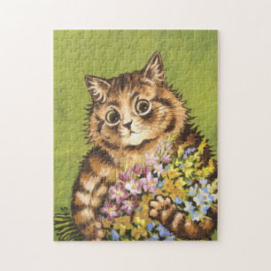 Louis Wain Cat mit Blume Puzzle