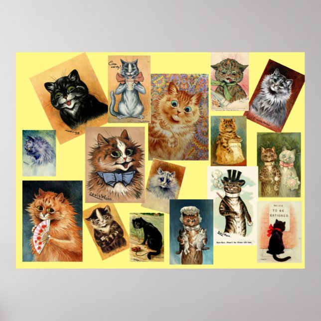 Louis Wain Cat Paintings Poster (Vorne)