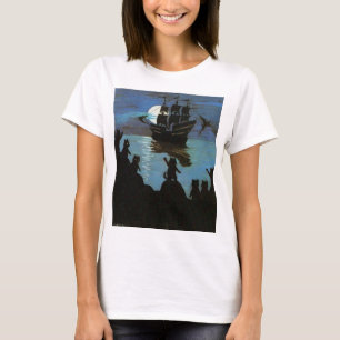 Louis Wain Cat Pirates Galleon im Mondlicht T-Shirt