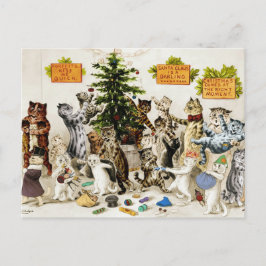 Louis Wain Cats Christmas Tree Decorating Party Feiertagspostkarte