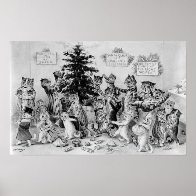 Louis Wain Cats Dekorieren Weihnachtsbaum Poster (Vorne)