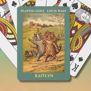 Louis Wain Cats Golf Personalisiert spielen Spielkarten