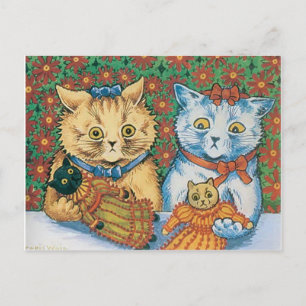 Louis Wain Cats mit Teddy Bears Postkarte