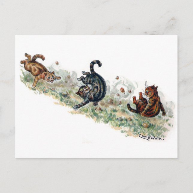 Louis Wain Cats Take a Tumble Postkarte (Vorderseite)