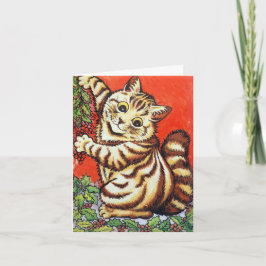 Louis Wain Christmas Cat Decorating Personalized Einladung