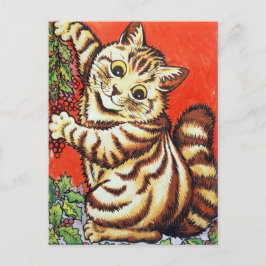 Louis Wain Christmas Cat Decorating Personalized Feiertagspostkarte