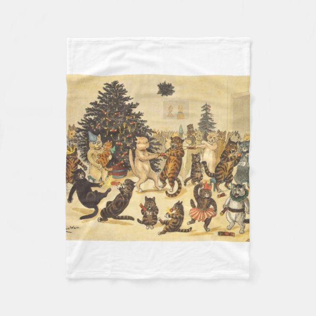 Louis Wain Christmas Party Fleecedecke (Vorderseite)