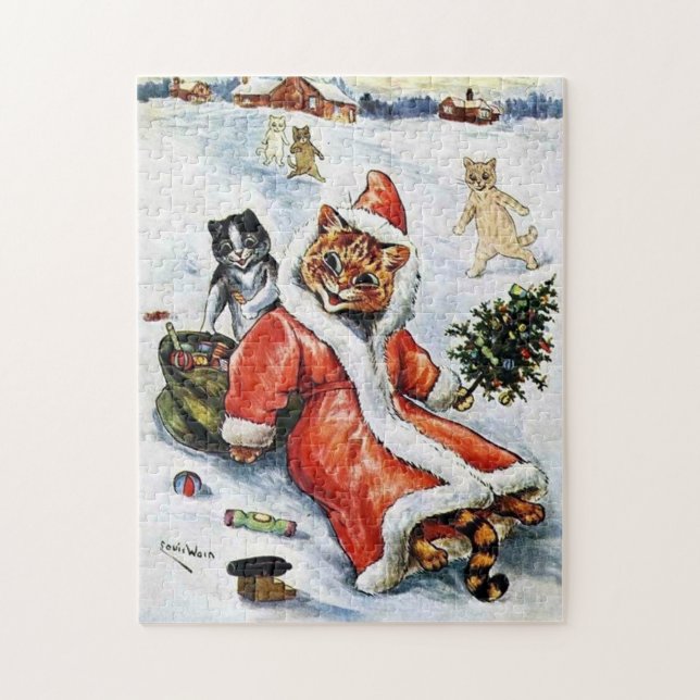 Louis Wain Christmas Santa Cat Puzzle (Vertikal)