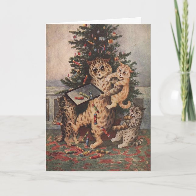 Louis Wain Christmas Time in Catland Card Karte (Vorderseite)