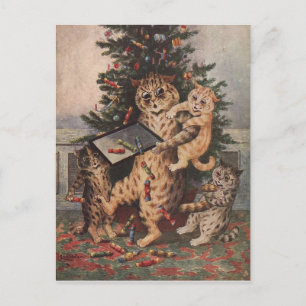 Louis Wain Christmas Time in Catland Feiertagspostkarte