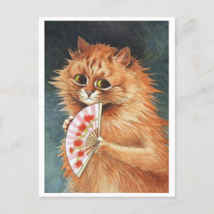 Louis Wain Ginger Cat Holiday Postcard Feiertagspostkarte