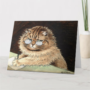 LOUIS WAIN GRÜSSE DICH GRAUE KATZE Grußkarte Karte