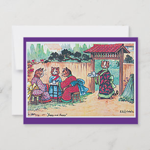 Louis Wain, japanische Kimono Cat Art Postcard Postkarte