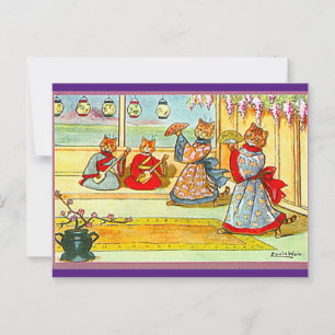 Louis Wain, japanische Kimono Cat Art Postcard Postkarte