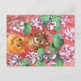 Louis Wain Kätzchen und Stiefmütterchen Postkarte