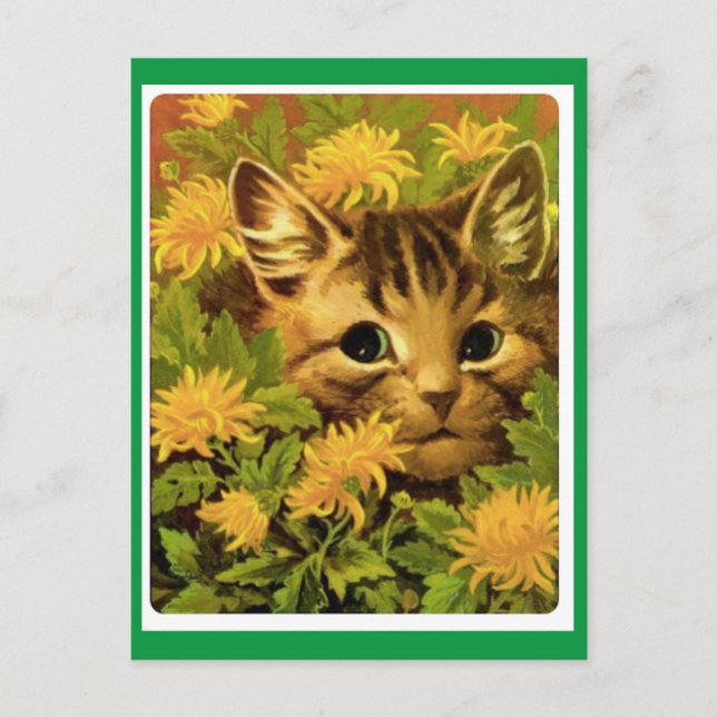 Louis Wain, Katze in Blume, Art  Postkarte (Vorderseite)