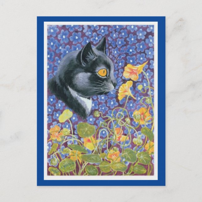 Louis Wain, Katze in einem Meer von Blume, Art Pos Postkarte (Vorderseite)