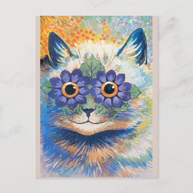Louis Wain, Katze mit Blume dekorierten Augen, Postkarte (Vorderseite)