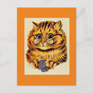 Louis Wain, Katze strickt, Kunst   Postkarte