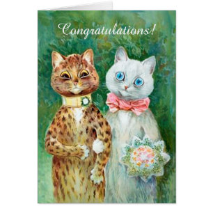 Louis Wain Katzen Hochzeits-Gratulierungskarte