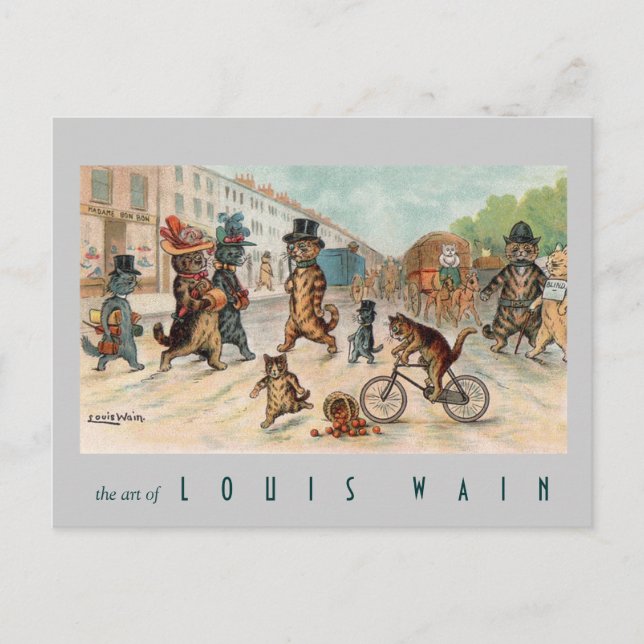 Louis Wain - Katzen in Städten - Vintage Kunst Postkarte (Vorderseite)