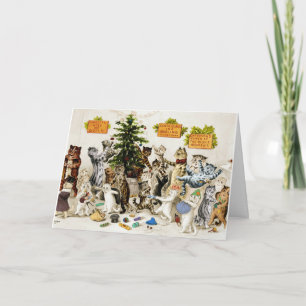 Louis Wain Katzen Weihnachtsbaum Schmückparty Feiertagskarte