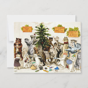 Louis Wain Katzen Weihnachtsfeier Magnetkarte Magneteinladung