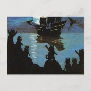 Louis Wain Katzenpiraten Galleon Im Mondlicht Postkarte
