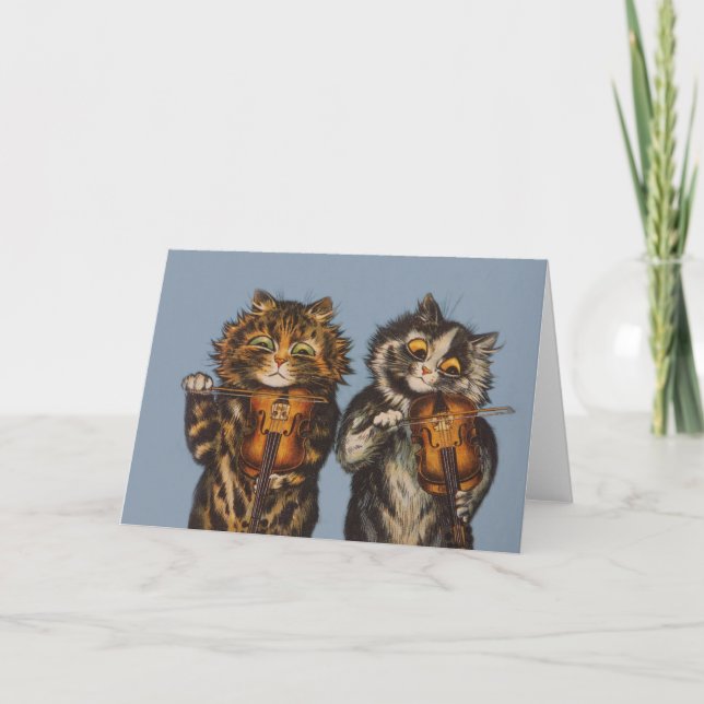 Louis Wain - Katzenviolinisten - Anthropomorphe Ku Karte (Vorderseite)
