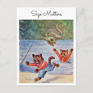 Louis Wain Macho Fun Angeln Katzen Größe zählt Postkarte