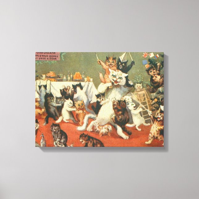 Louis Wain Merry Christmas Leinwanddruck (Vorderseite)