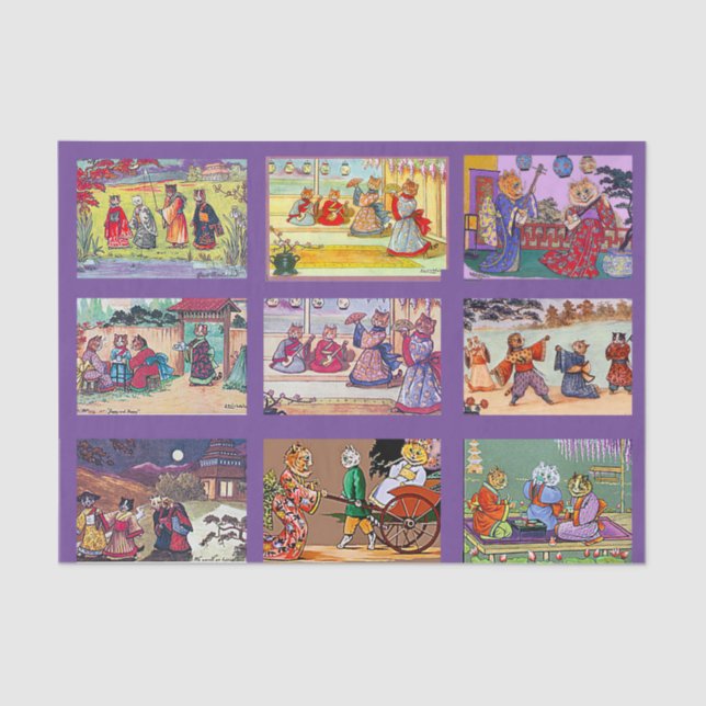 Louis Wain, Mikado Cats, Seidenpapier (Vorderseite)